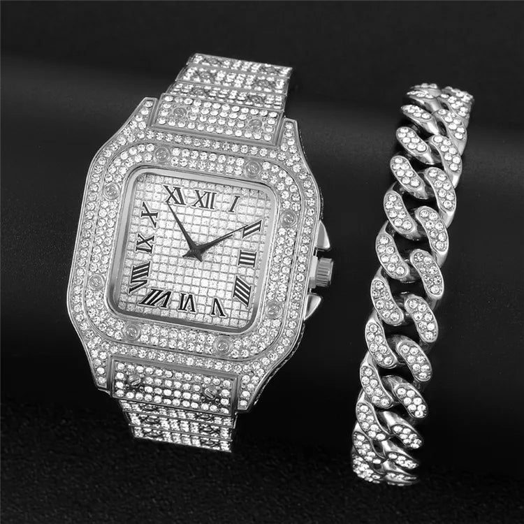 Kravelle™ Iced Square Watch — Silver - Image 1