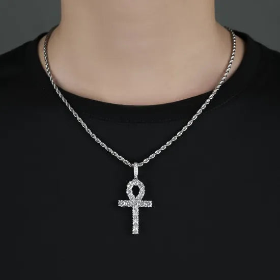 Kravelle™ Iced Ankh Pendant — Silver - Image 2