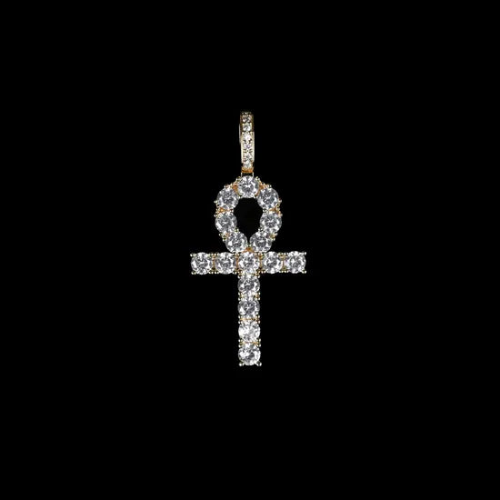 Kravelle™ Iced Ankh Pendant — Silver - Image 1