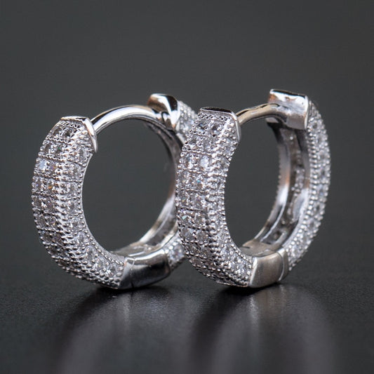 Kravelle™ Iced Hoop Earrings — Silver - Image 1